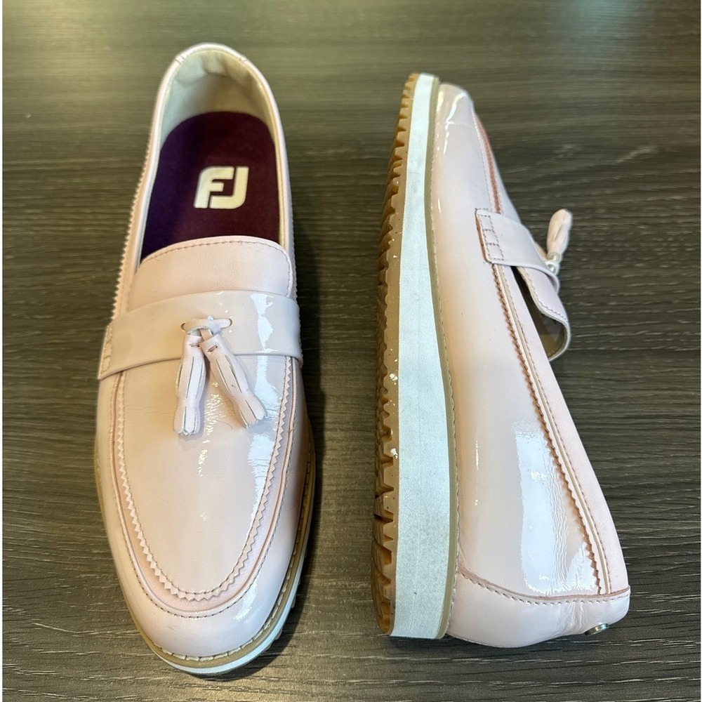 FootJoy Women 10 M Pale Pink Patent Leather Tassel Spikeless Loafer Golf Shoes